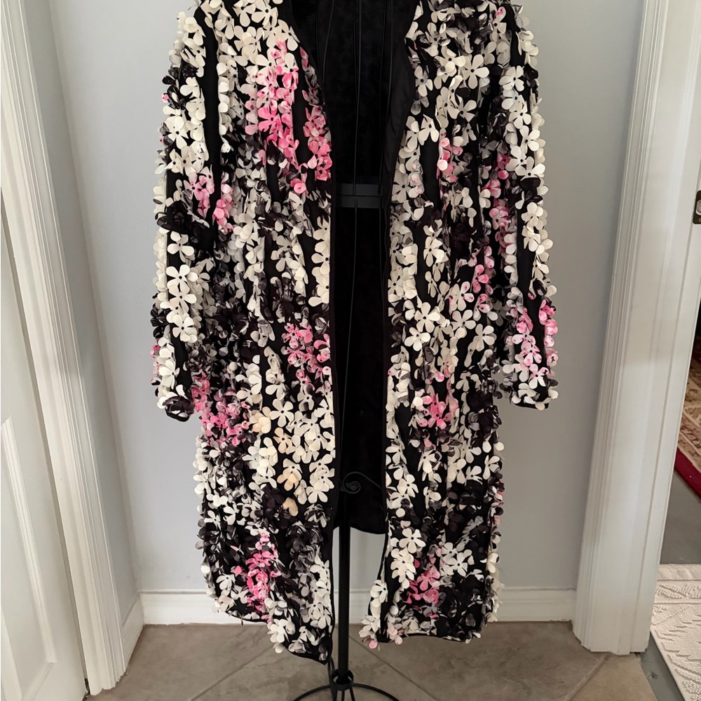 Samuel Dong Black Satin Open-Front Jacket